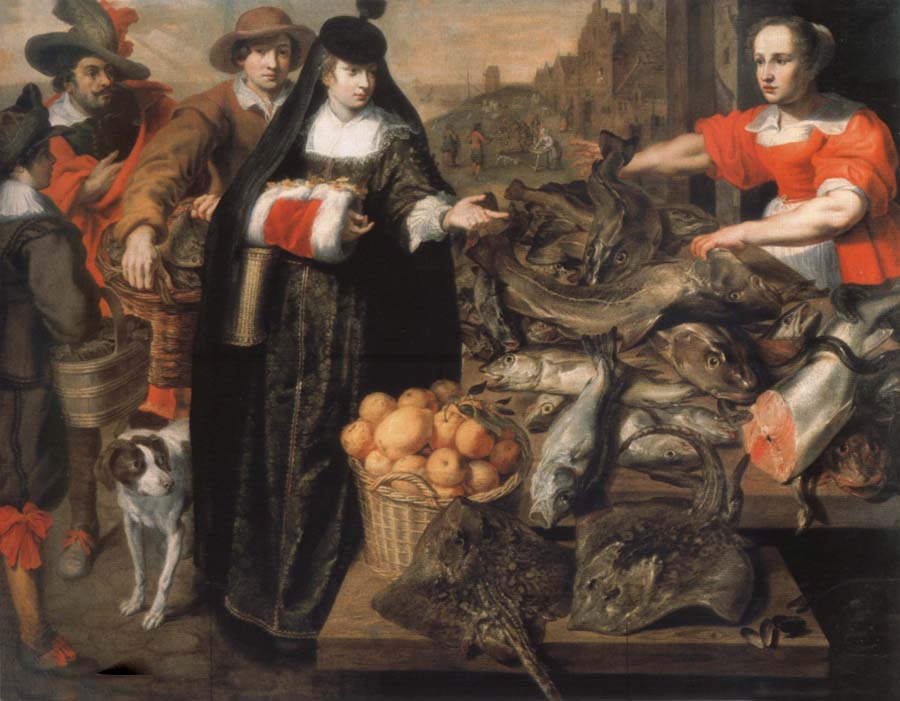 Adriaen Van Utrecht The old fish market in Antwerp